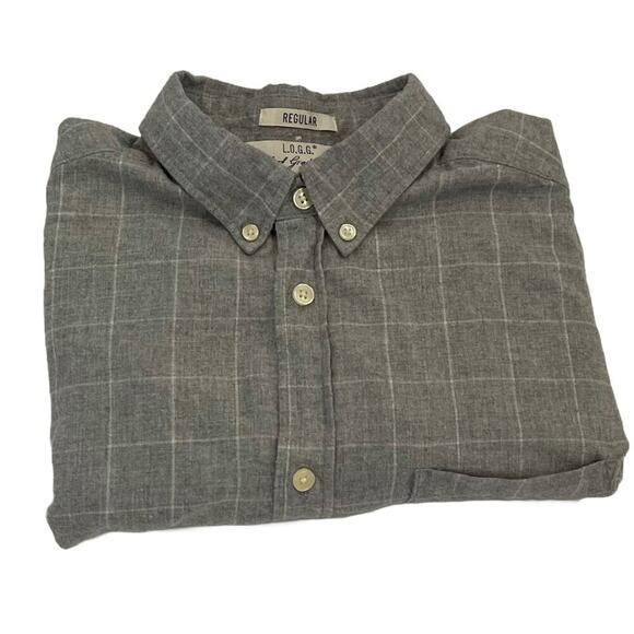 H&M LOGG Lightweight Flannel Gray & White Check/Windowpane Button Down Shirt, M - Picture 2 of 12